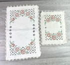 Lot Of 5 Vintage Hand Embroidered Items Table Runner Center Piece Mat   More