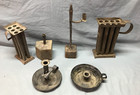 Antique  Early Primitive Lighting Candle Holder Collection Tin Old 517-25b