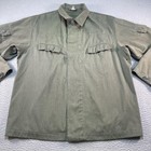 Vintage East German Army Jacket Mens 56 Green Canvas Military Field Twill 60s