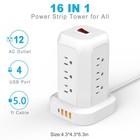 Usb C Power Strip Tower  Surge Protector With 12 Ac Outlet 4 Usb Port 5ft Cord