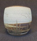 Vintage Modern S w  Style Glazed   Etched Stoneware Vase  Signed