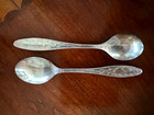 Set Of 2 Vintage Russian Soviet Ussr Silver Plated Melchior Dessert Spoons