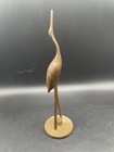 Vtg Brass Heron Figurine Crane   Egret Mid Century Modern Solid Brass