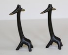 Vtg Hagennauer Walter Bosse Style Black And Gold  Taxco Giraffe Pair