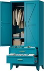 Elegro 71 h Metal Wardrobe Cabinet With 2 Drawers And Hanging Rod For Bedroom