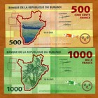 Set Burundi  500-1000 Francs  2023  P-new  Unc