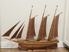 Vintage Wood Hand Carved  Wooden Sailing Ship Boat Yacht  Schooner  Fragata 33  