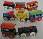 Brio Wooden Train Vintage Magnetic Cars And Engine Lot Of 8 Pieces 