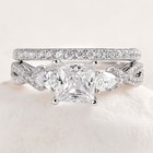 Newshe 2ct Princess Cut Silver Infinity Engagement Ring Sets Wedding Band Set