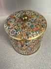 Vintage Daher England Multicolor Floral Tea Tin W lid Gold Trim Biscuit Canister