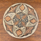 Vintage Turkish Copper Plate 7-3 4  Etched Floral Handmade