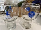 Vintage Schlitz Malt Liquor Blue Bull Beer And Pabst Blue Ribbon Beer Glasses