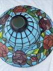 Vintage Tiffany Style Stained Glass Lamp Shade Blue Roses Bell Shaped 17 