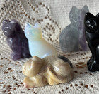 Carved Stone Lot 8 Cat Figurines Calming Spiritual Amethyst Blue Stone Opalite