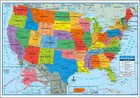 2x Wall Map Of The United States Usa Road Travel Maps City Name Us Poster 28x40 
