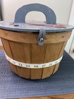 Vintage Wooden Bushel Sewing Kit Basket And Accessories