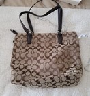Coach 12cm Signature Zip Top Tote In Khaki    Brown  F28504  New With Tag  