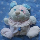 1988 Puffalump Pink Collar Bear Rattle Fisher Price Plush Vintage