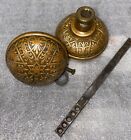 Antique Pair Of Yale   Towne  Cast Brass Bronze Doorknobs 1879 Gothic J-10300