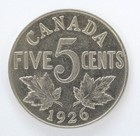 1926 Canada 5 Cents Near 6 George V Km - Au  01271335g