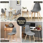 4 Mocha Fabric Dining Chairs Mid Century Modern Beech Wood Legs Upholstered Seat