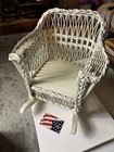 Vintage White Wicker Chair Rocker 21    Tall For Child Or Doll Floral Pattern
