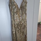 Beautiful Gold Sequin Gown Dress Formal Prom Evening
