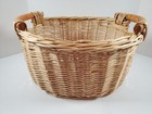 Woven Wicker Storage Basket With Wooden Handles 16   x13   x9   