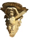 Striking Vintage Hand Carved Wood Cherub Rocco  Florenstine Old World