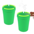 2pcs Glow In The Dark Car Ashtray With Lid  Portable Self-extinguishing Green