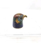Vintage Cloisonne Blue Bird Head Thimble Enamel Figural Sewing Art Mini