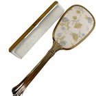 Hairbrush Comb Vintage Vanity Set Hair Brush Ladies Goldtone  nylon  Estate Find