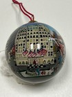 0061 The Plaza Hotel Vintage Hand Painted Glass Christmas Ornaments Set Of 3