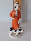 Vintage Vogue Style  Woman With Jack Russell Terrier Dog 1940 s Figurine 