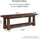 55  Solid Wood Entryway Bench  2-tire Rustic Bench Seat With Shoe Storage Shelf