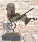 Abstract Bust Male Man Violin Player Home Decor Bronze Statue Hand Made Figurine