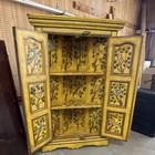 Hand-painted Rajasthani Style Antique Corner Cabinet 2-door W 2 Shelves