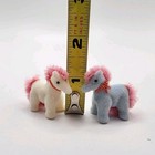Vintage Flocked Horses Miniature Lot Of 2 Pastel Pink Blue