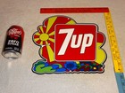 Vintage 7up Peter Max Sun        Flowers 1  Metal Enamel Seven Up 7 Up Soda Pop Sign