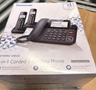 Panasonic Kx-tgf852b Corded Cordless Phone Answering Machine 2 Handsets Black