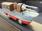 Vtg 1950s K Japan Tin Litho Army Rotating Cannon guns Truck Friction Toy