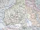 1884 Black Antique Map Of Russia Poland Lithuania Estonia Latvia Finland Ukraine