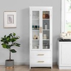 63  H Storage Cabinet Home Showcase With Glass Door 4 Adjustable Shelves White