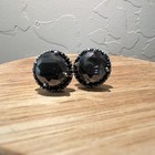14k White Gold Round Black Diamond Stud Earrings Prong Set Igl s Cert