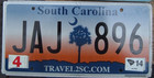 South Carolina 2014 License Plate   Jaj 896