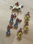 Vintage Barclay Figures Lot Of 7 Indian Horse Native American Cast Metal Lead