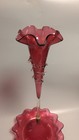 Antique Victorian Single Horn Epergne Cranberry Art Glass Uranium Vaseline 16 5 