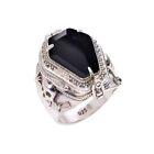 Skull Coffin Poison Ring  Black Onyx Gemstone 925 Silver Handmade Poison Ring 
