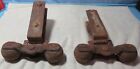 2 Vintage Barn Door Rollers Hangers For Split Tube Rail