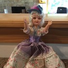 Vintage Hard Plastic Doll 8  Open shut Eyes Arms Head Move Pink Roses